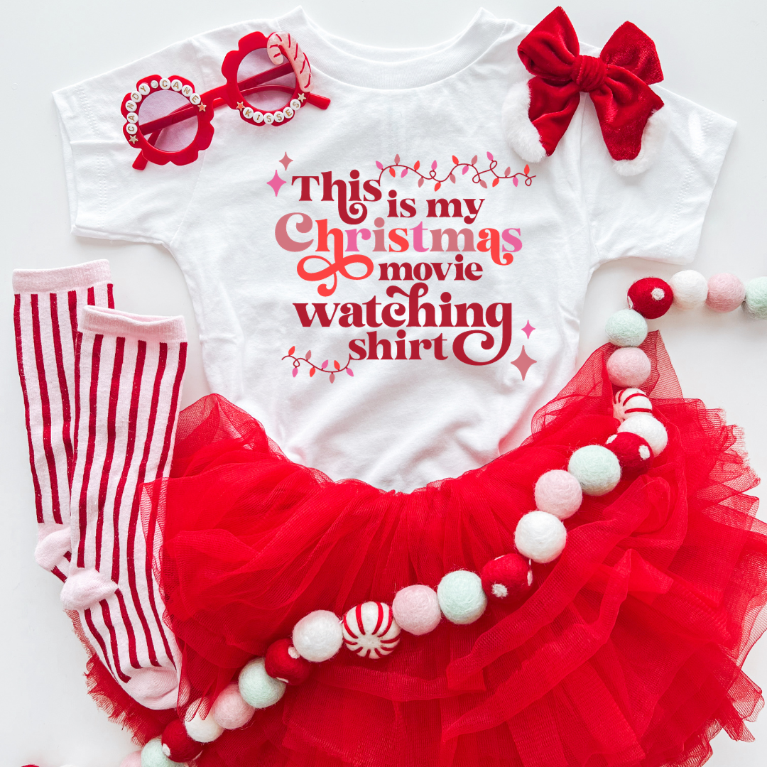 Christmas Movie Watching Toddler Short Sleeve Tee