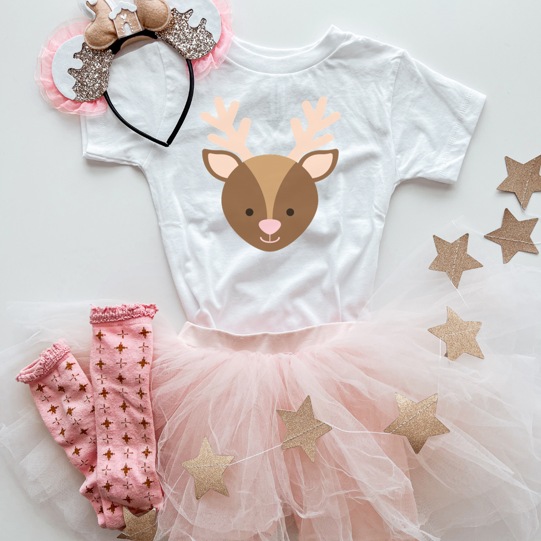 Pink Reindeer Toddler Short Sleeve Tee