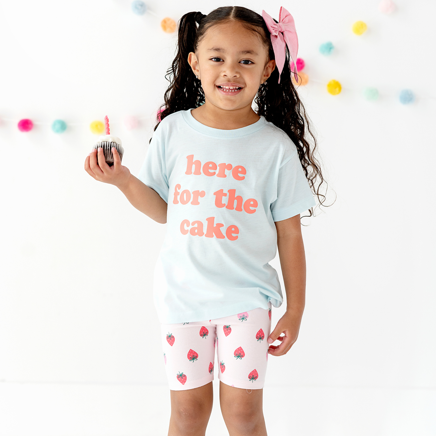 Here for the Cake Birthday Party Shirt, Ice Cream Party / Coral / Natural