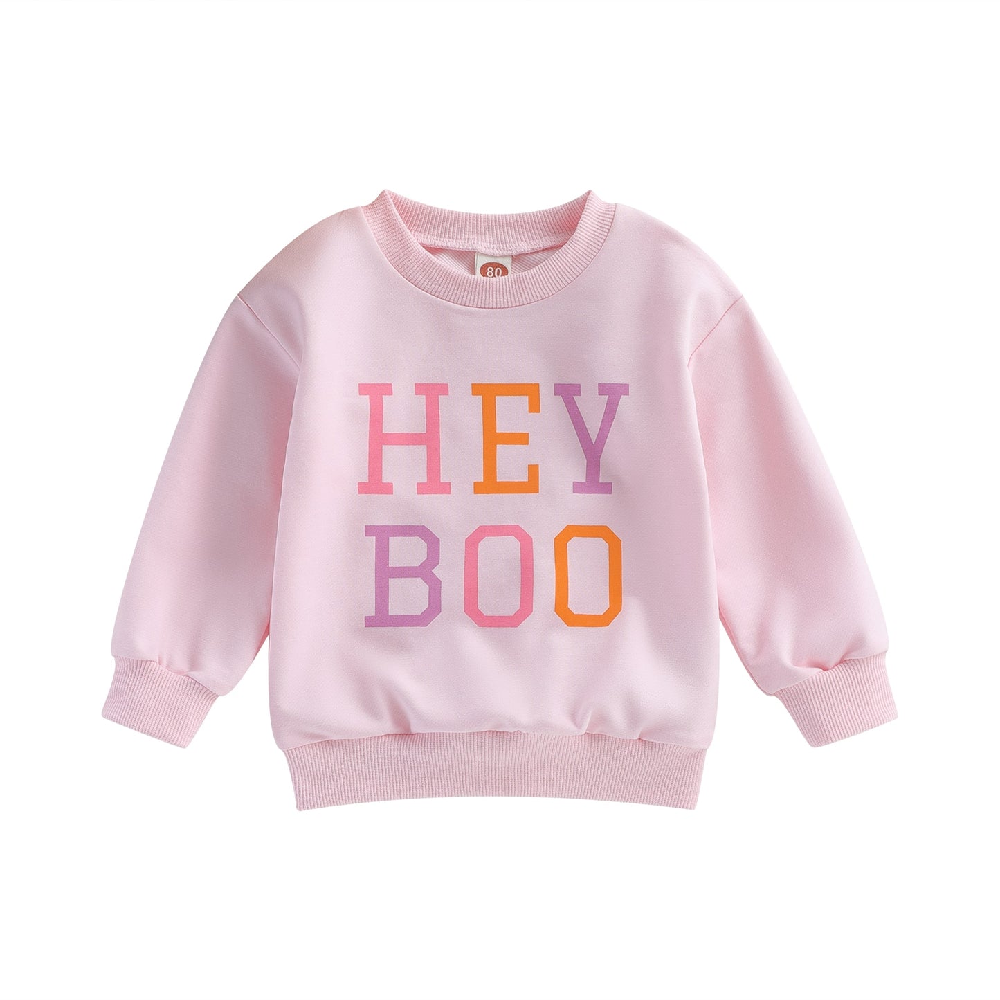 “Hey Boo” Halloween Baby Girls Pullover Sweatshirt