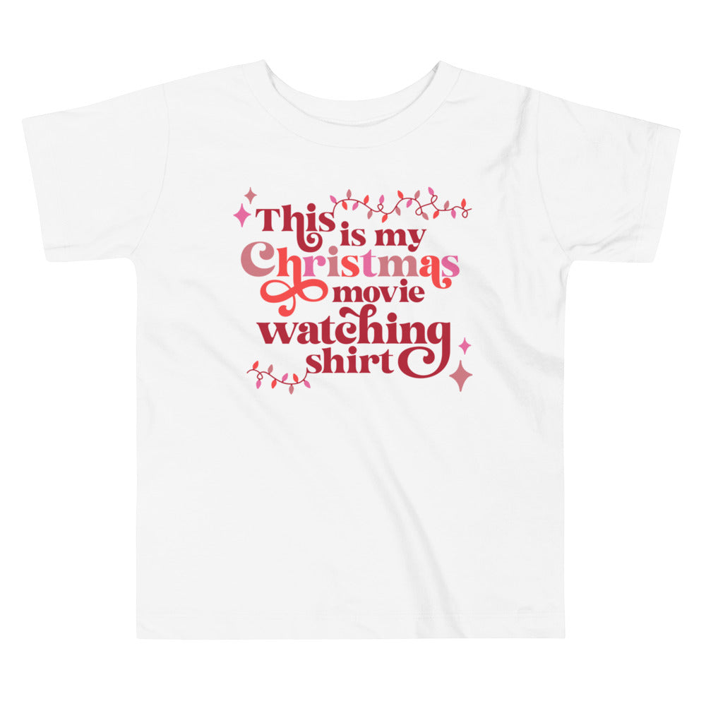 Christmas Movie Watching Toddler Short Sleeve Tee
