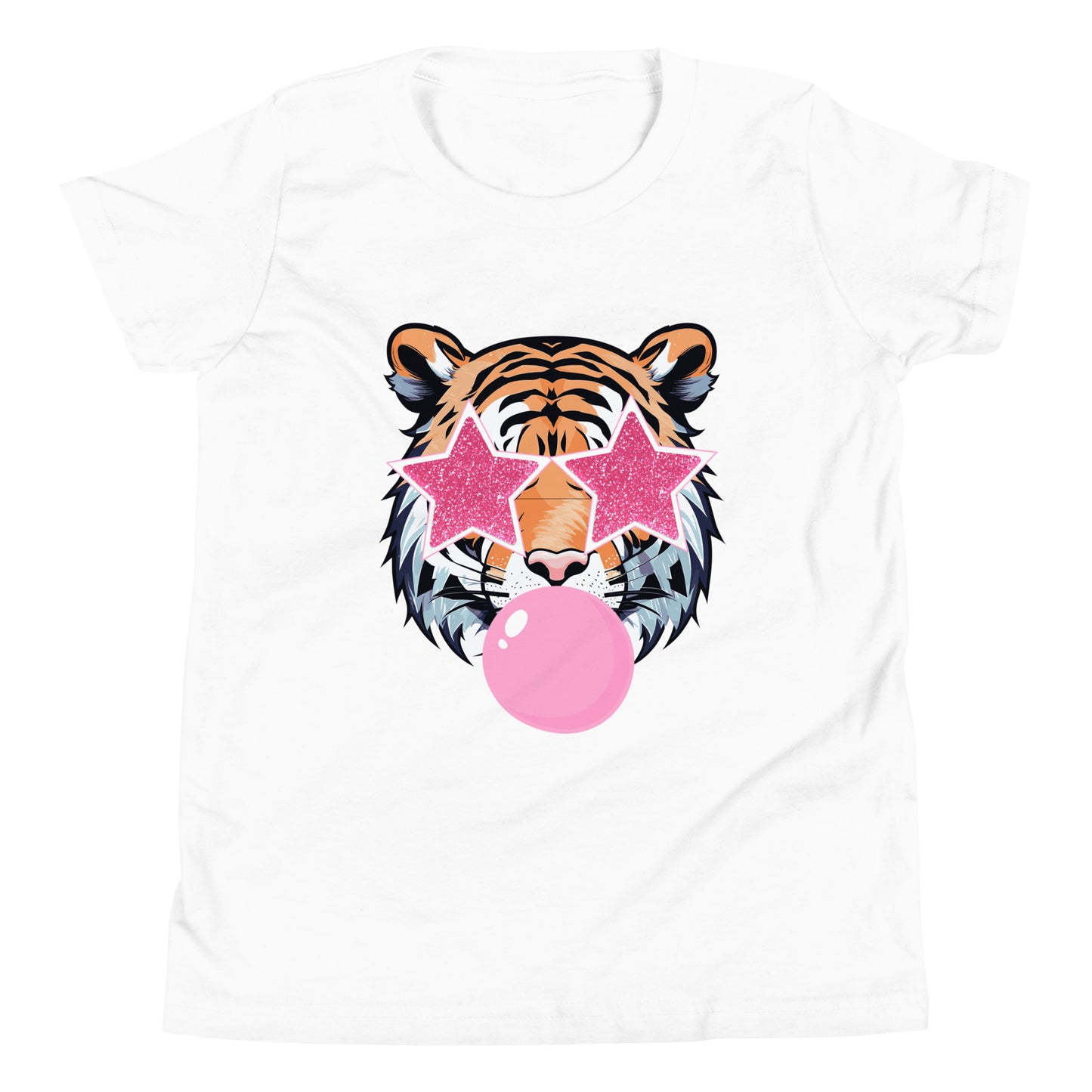 Pink Bubble Gum Tiger Youth Short Sleeve T-Shirt