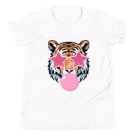 Pink Bubble Gum Tiger Youth Short Sleeve T-Shirt