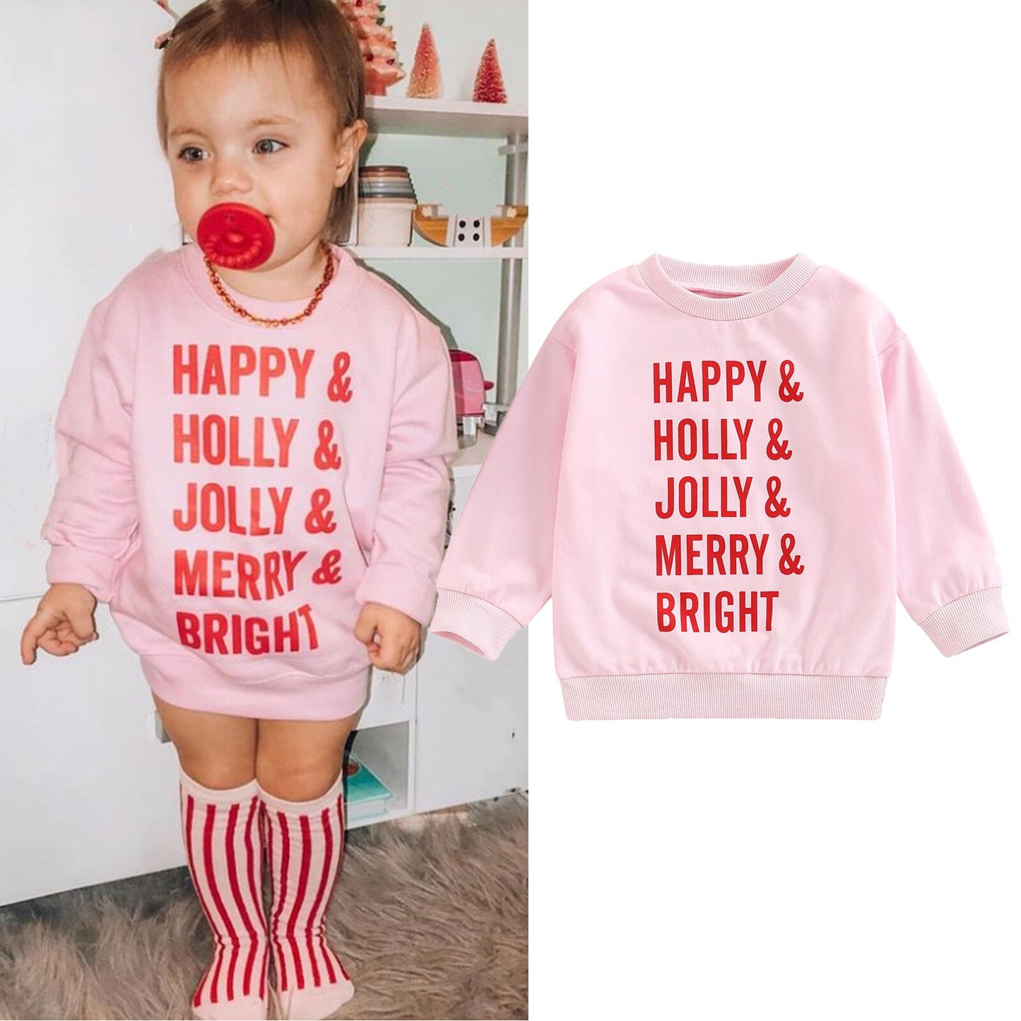 “Happy & Jolly” Toddler Baby Girl Sweatshirt