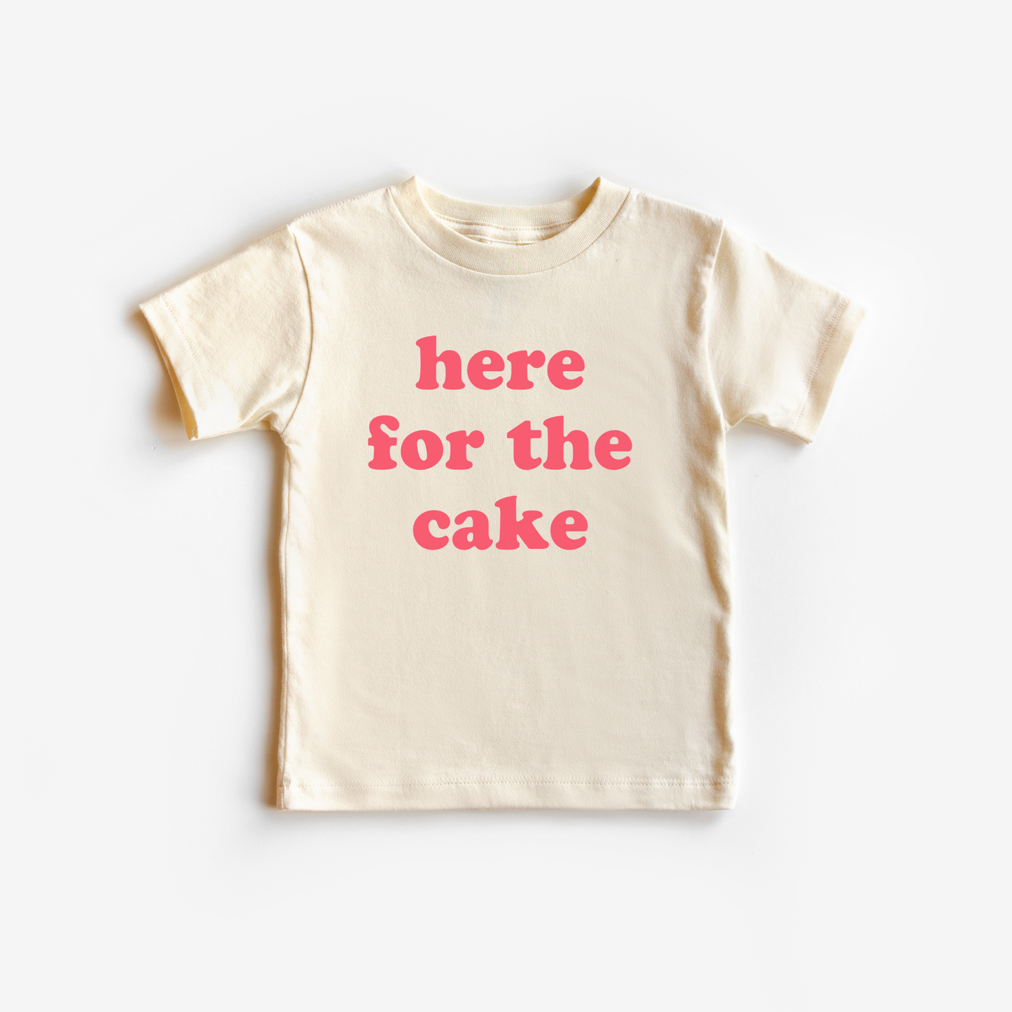 Here for the Cake Birthday Party Shirt, Ice Cream Party / Coral / Natural