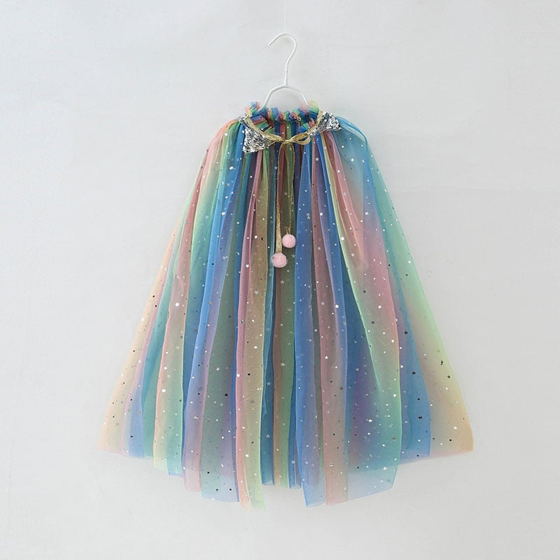 Tulle Sequence Cape Dramatic Play Halloween Dress Up