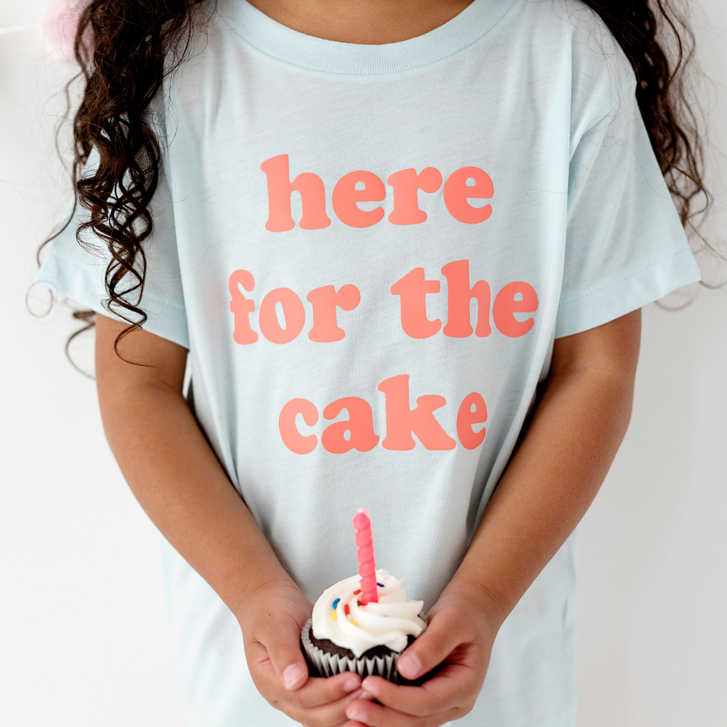Here for the Cake Birthday Party Shirt, Ice Cream Party / Coral / Natural
