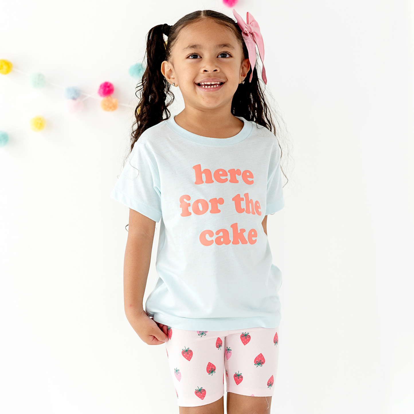 Here for the Cake Birthday Party Shirt, Ice Cream Party / Coral / Natural