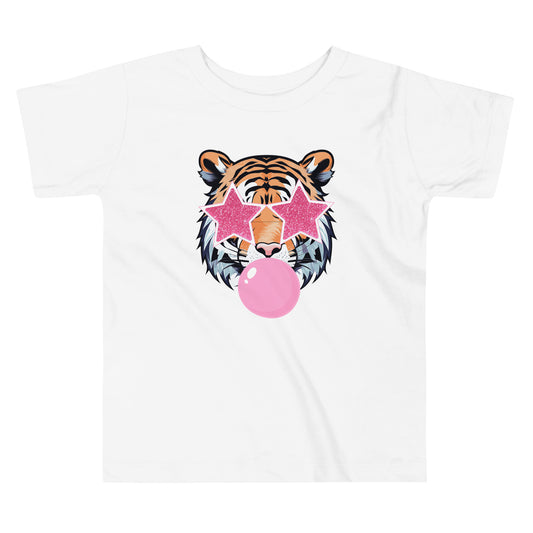 Pink Bubble Gum Tiger Toddler Short Sleeve Tee