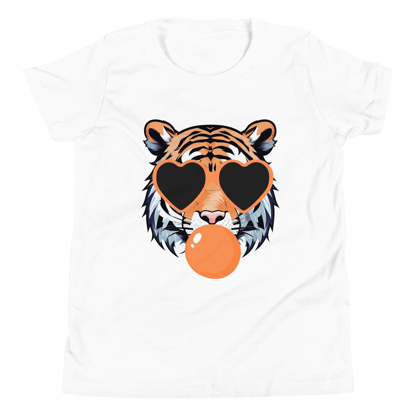 Orange Bubble Gum Tiger Youth Short Sleeve T-Shirt